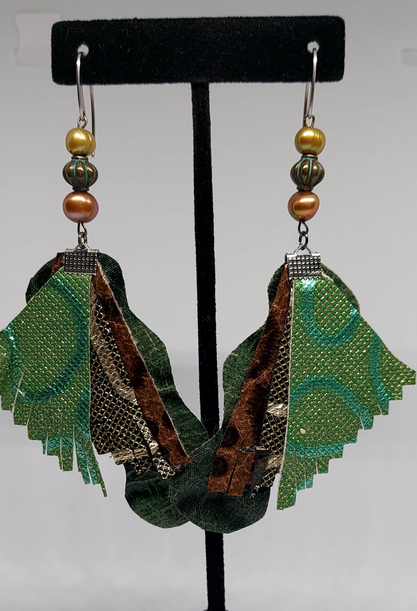 Metallic Green Fabric Earrings