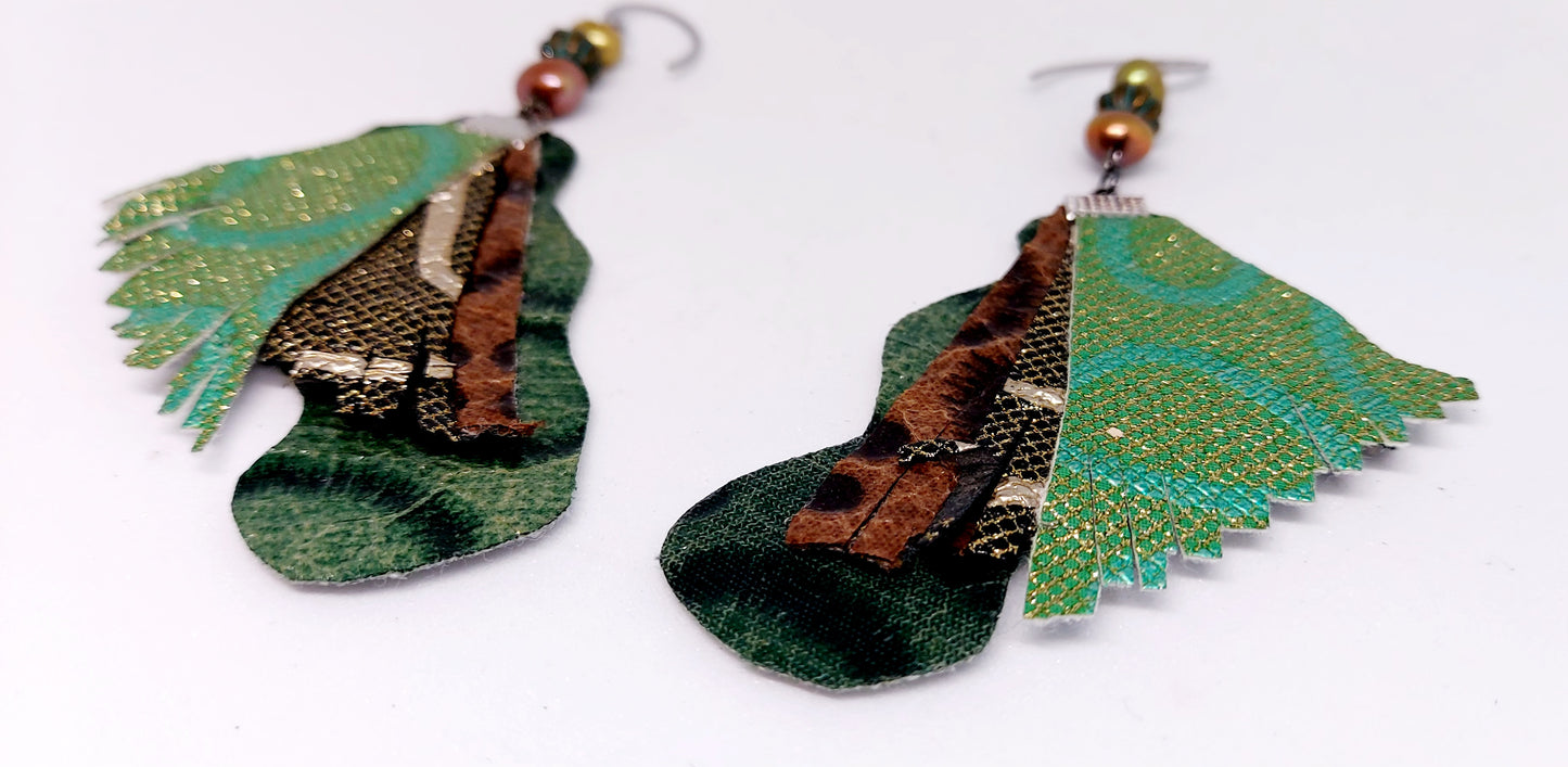 Metallic Green Fabric Earrings