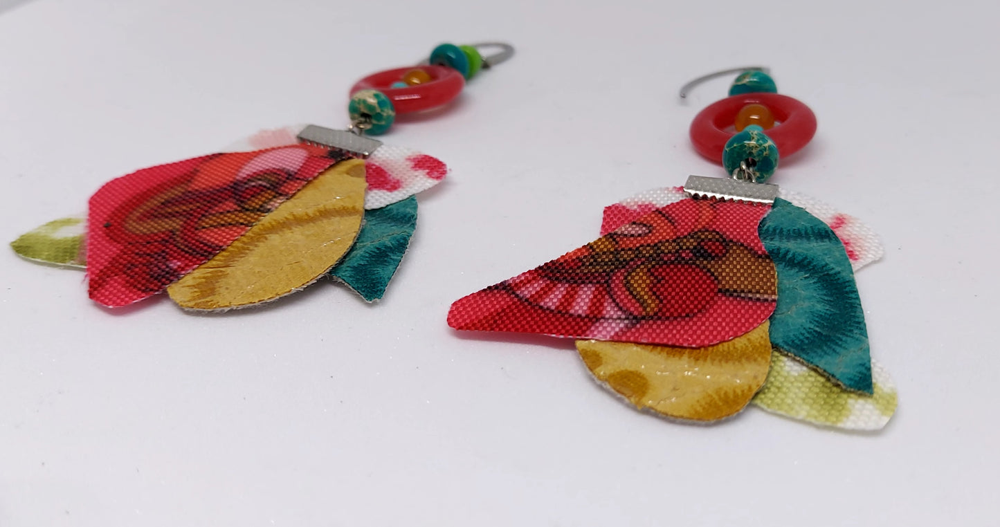 Multi-Colored Fabric Earrings