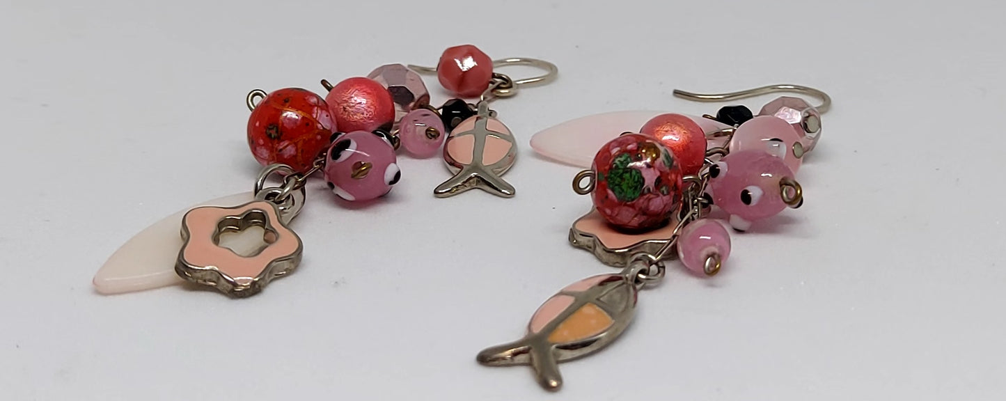 Pink Beaded Earrings