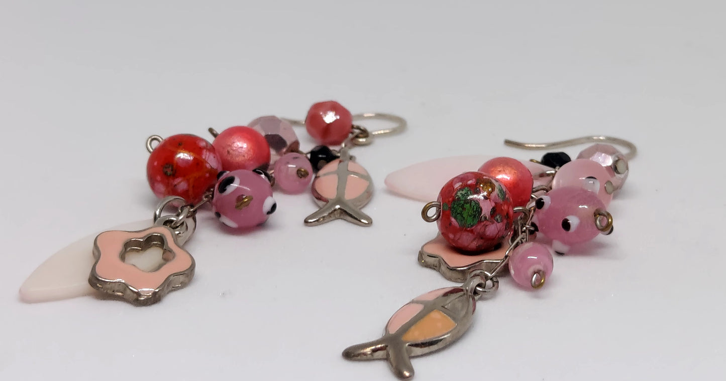 Pink Beaded Earrings