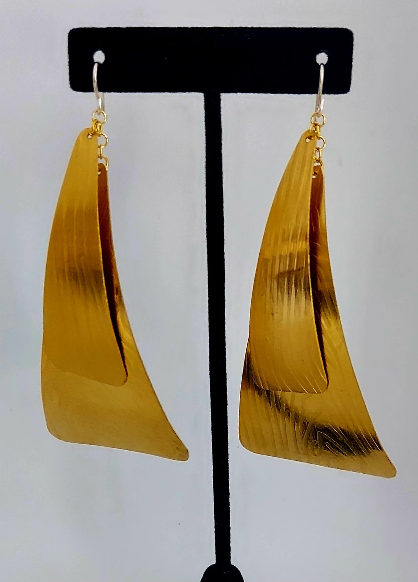Double Pyramid Brass Earrings