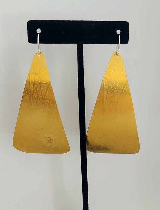 Abstract Pyramid Brass Earrings