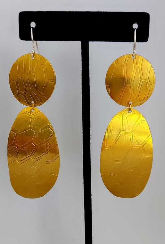 Honeycomb Drop Brass Earrings