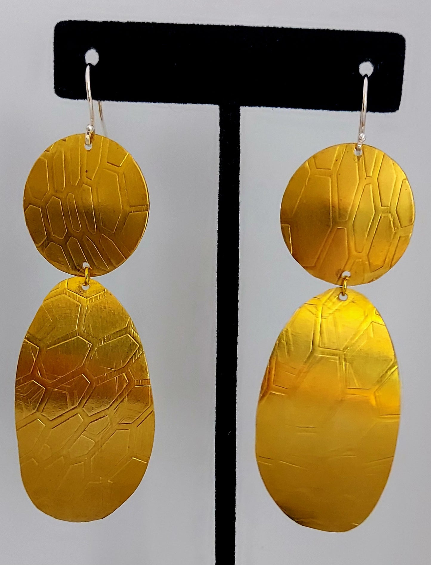Honeycomb Drop Brass Earrings