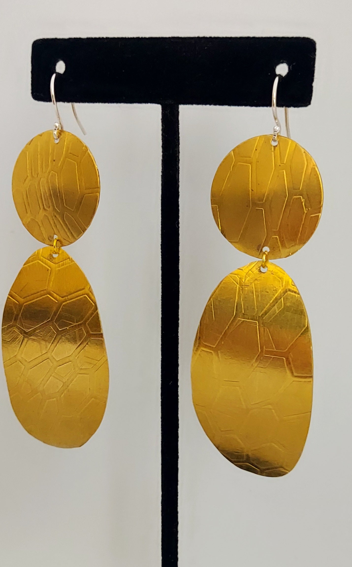 Honeycomb Drop Brass Earrings