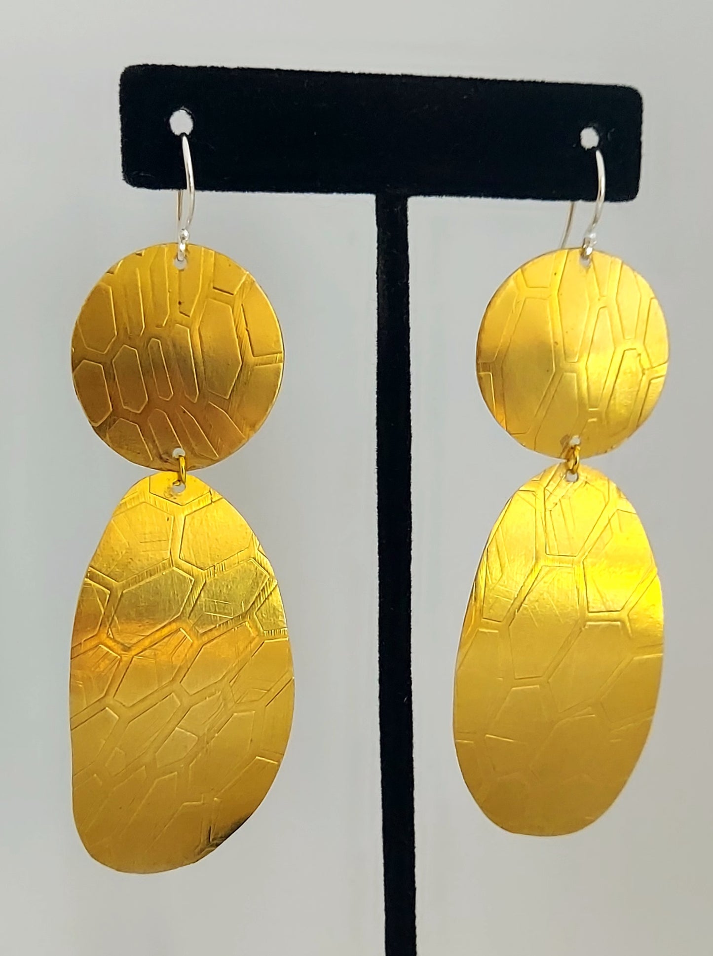 Honeycomb Drop Brass Earrings