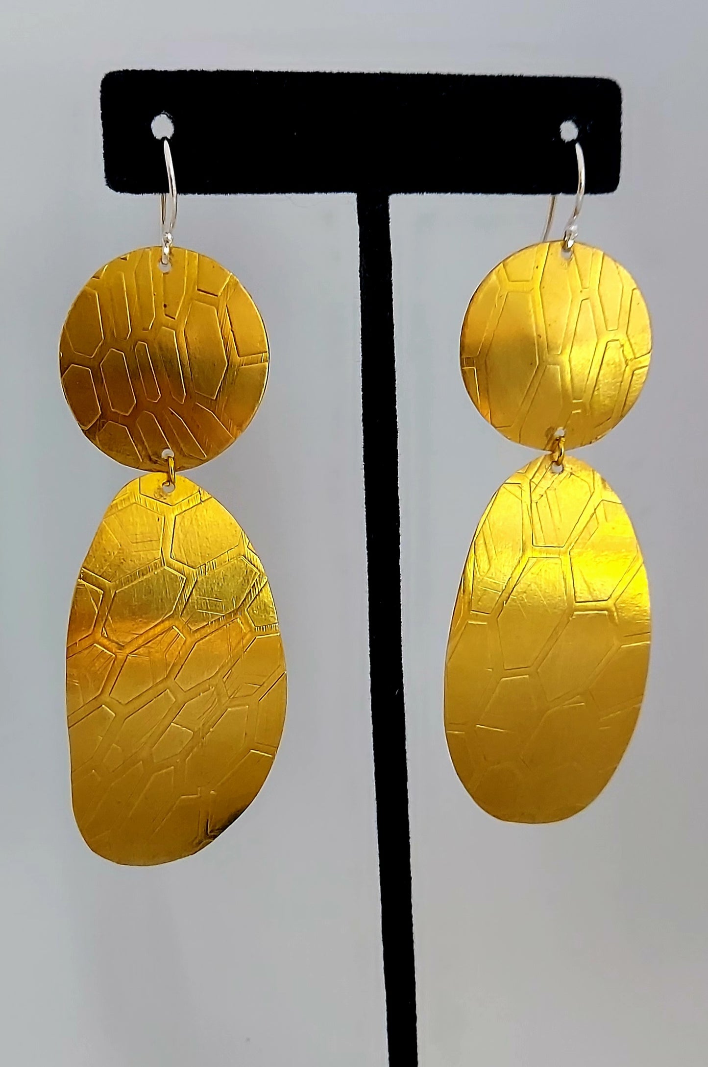 Honeycomb Drop Brass Earrings