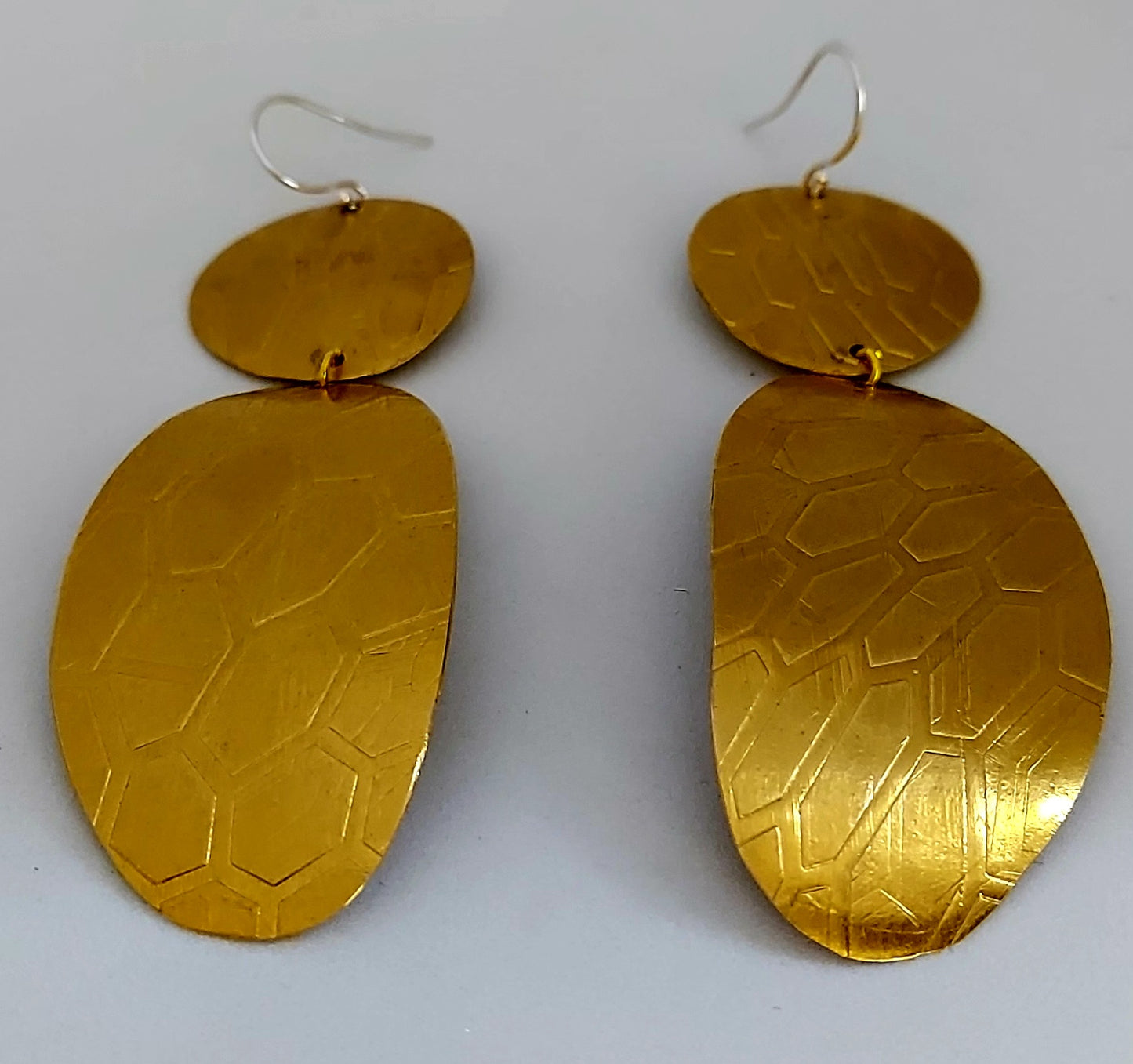 Honeycomb Drop Brass Earrings