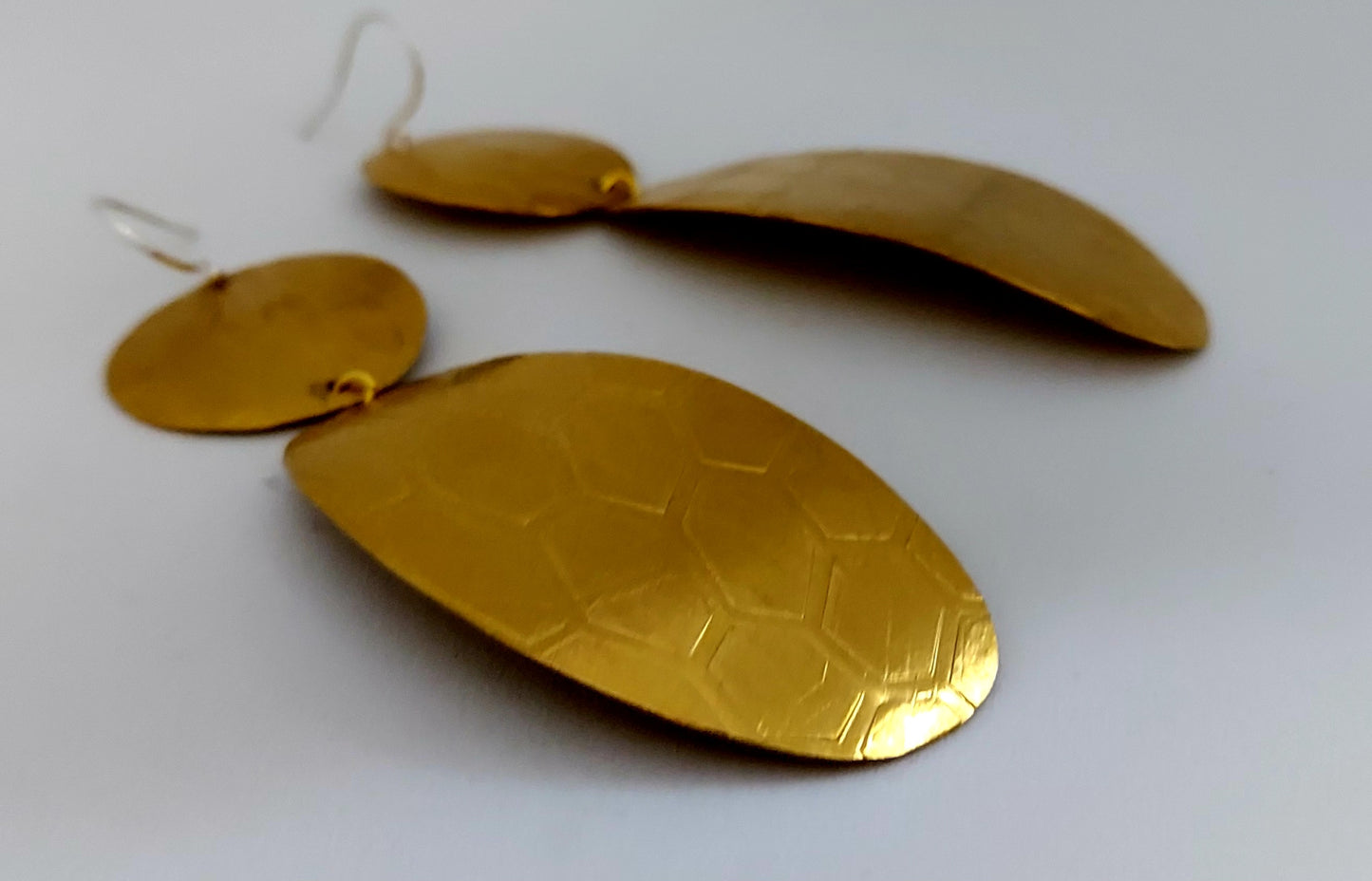 Honeycomb Drop Brass Earrings