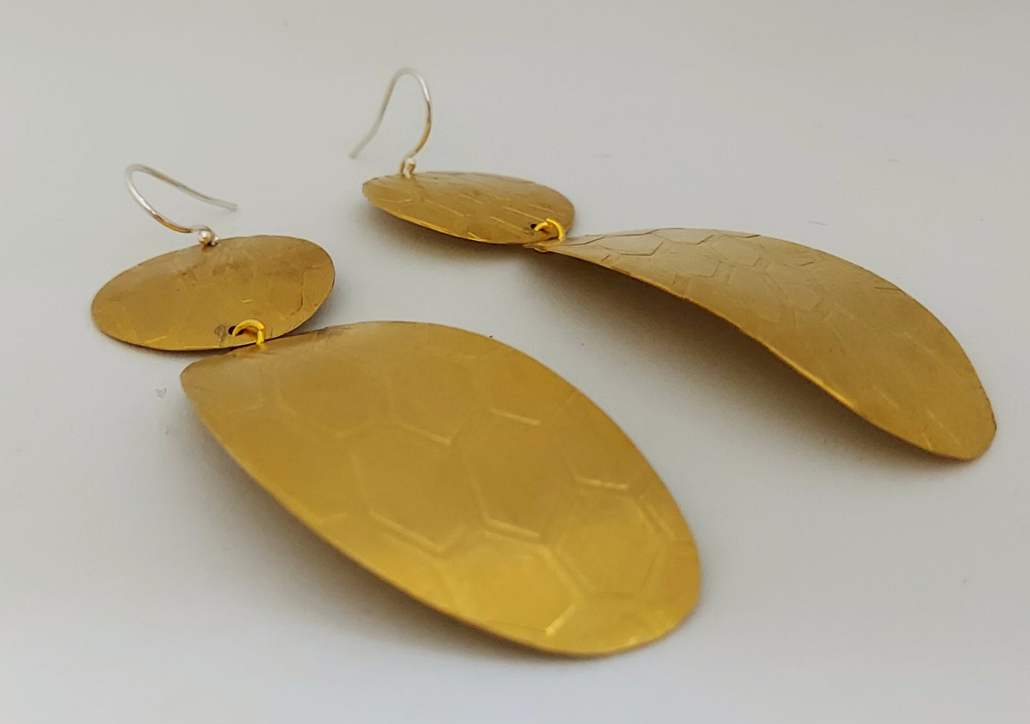 Honeycomb Drop Brass Earrings
