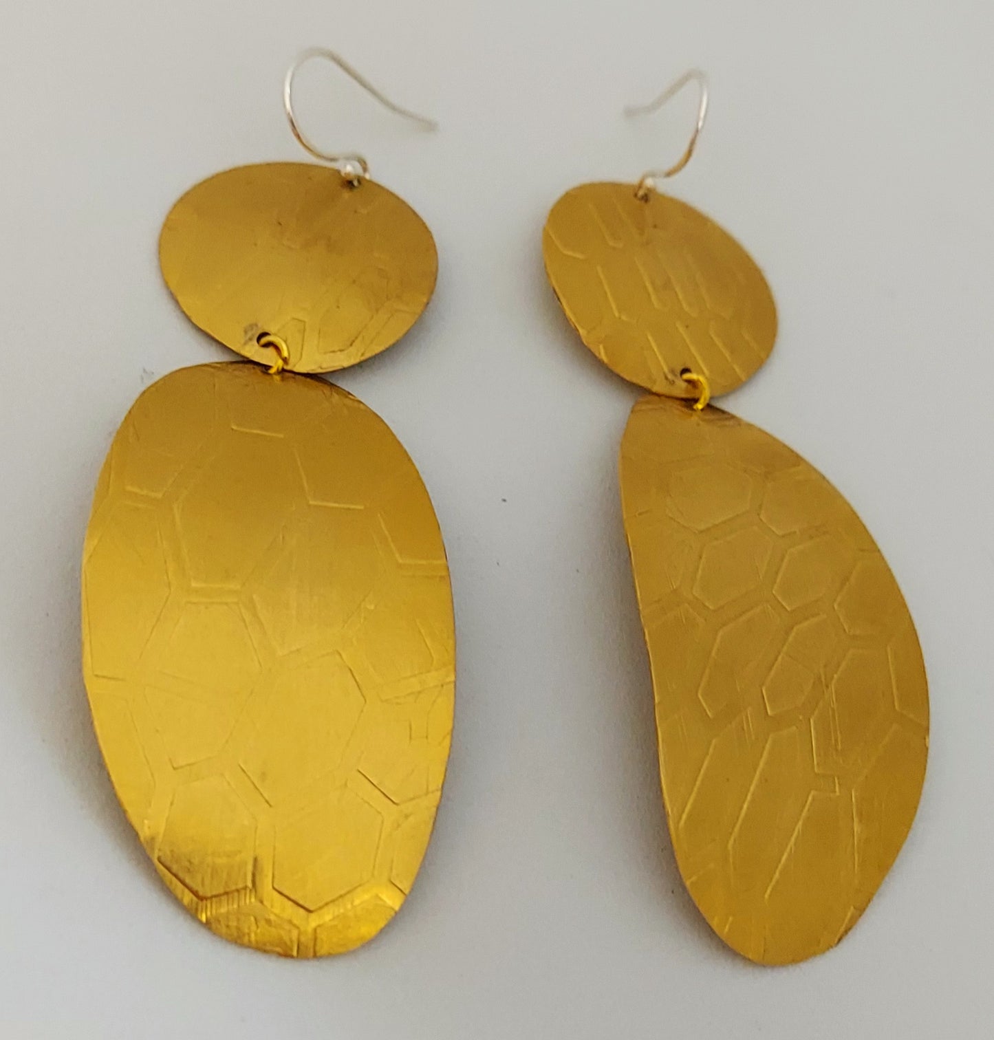 Honeycomb Drop Brass Earrings