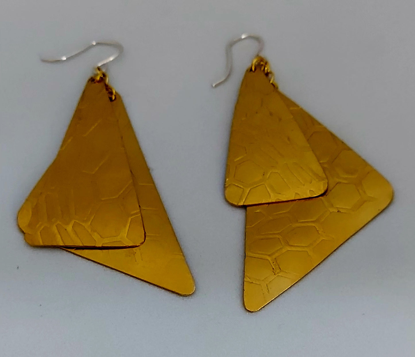 Honeycomb Pyramids Brass Earrings