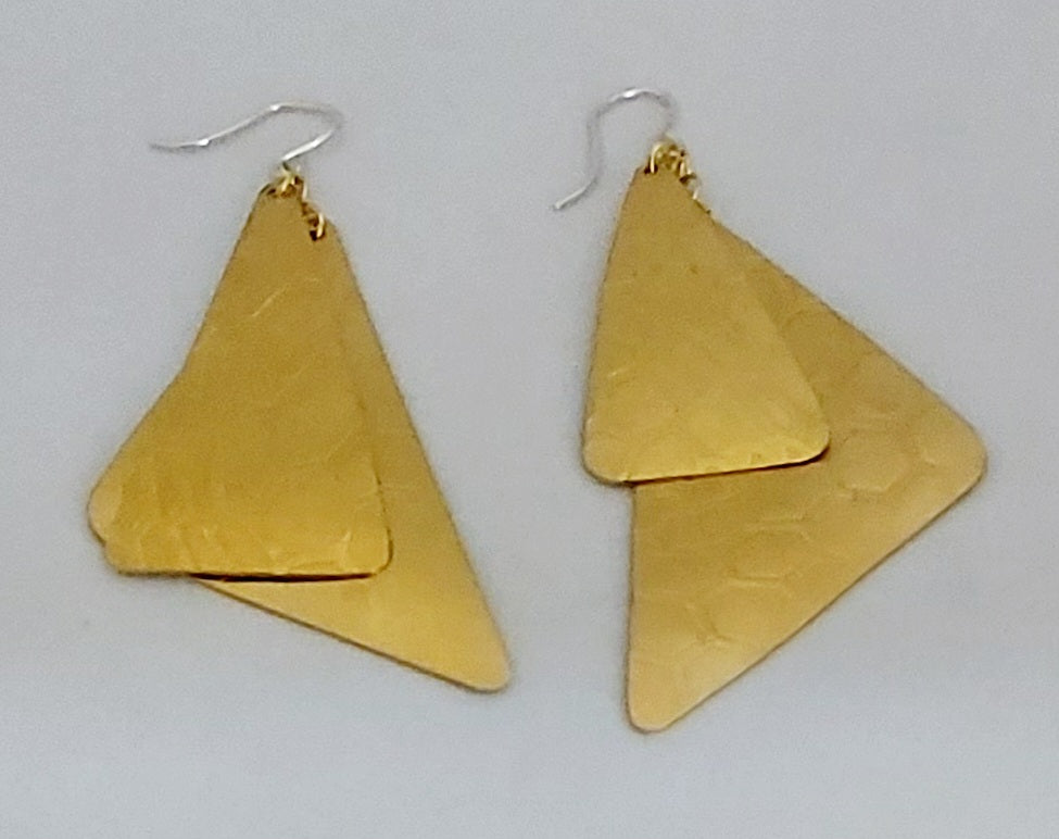 Honeycomb Pyramids Brass Earrings