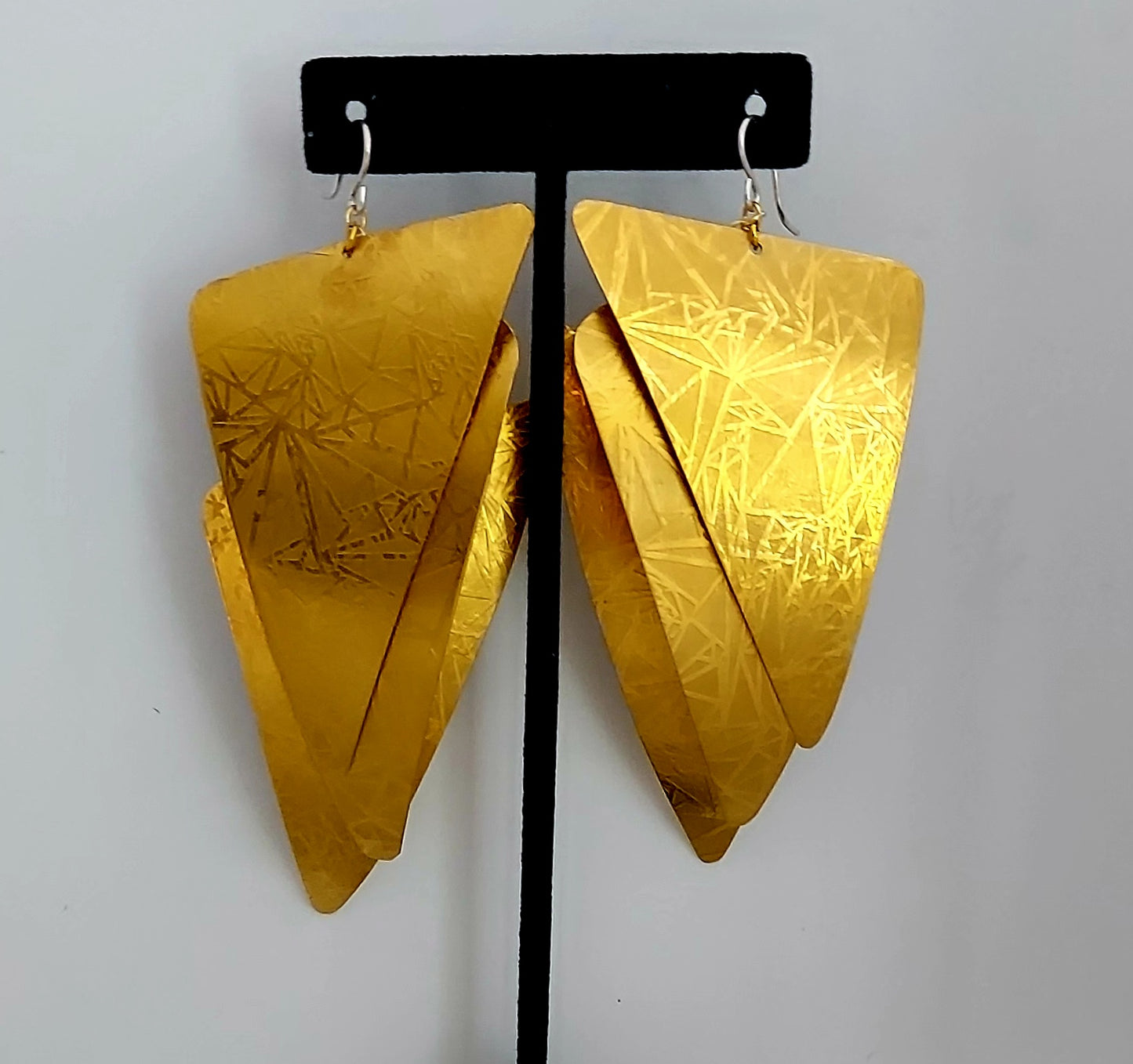 Triple Triangle Brass Earrings