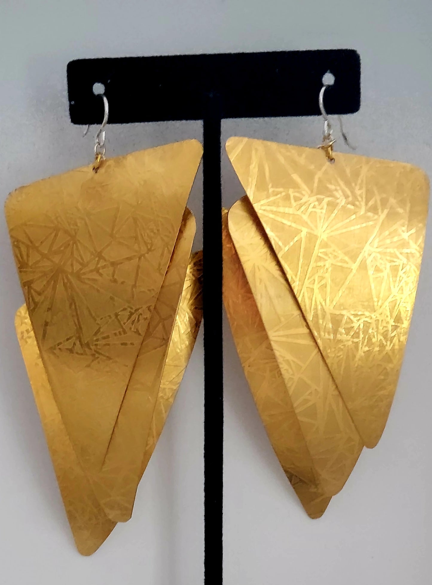 Triple Triangle Brass Earrings
