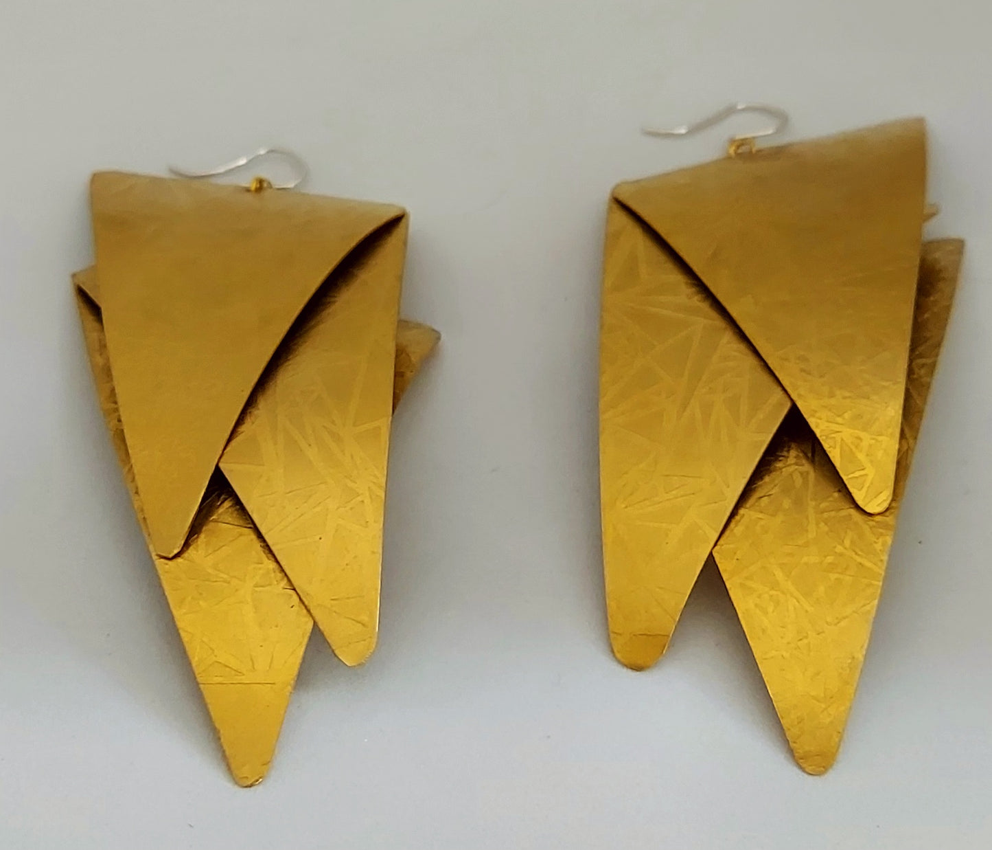 Triple Triangle Brass Earrings