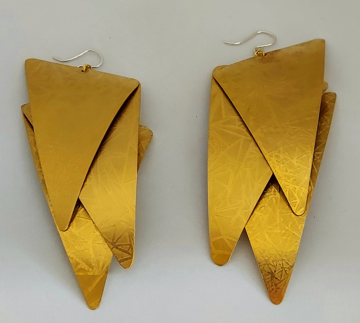 Triple Triangle Brass Earrings