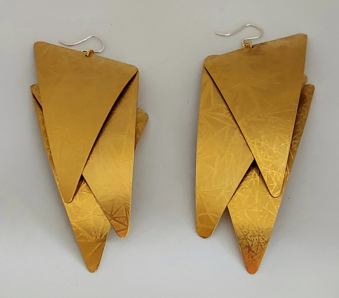 Triple Triangle Brass Earrings
