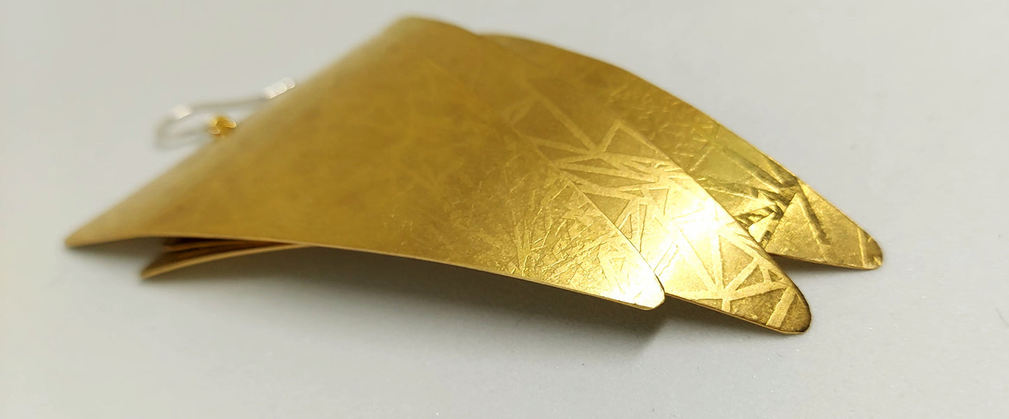 Triple Triangle Brass Earrings