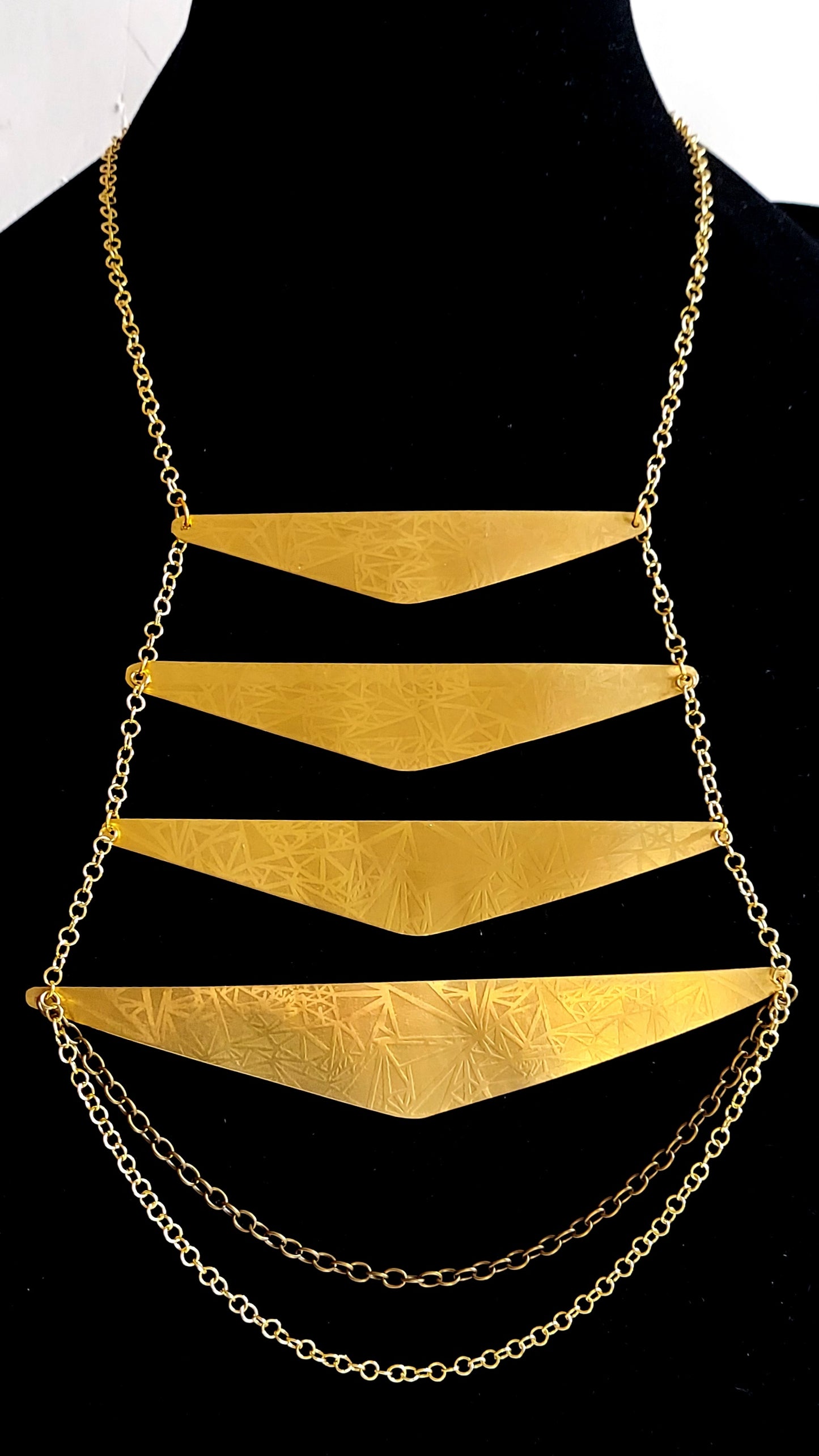 Stacked Triangle Brass Necklace