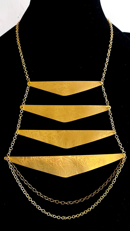 Stacked Triangle Brass Necklace