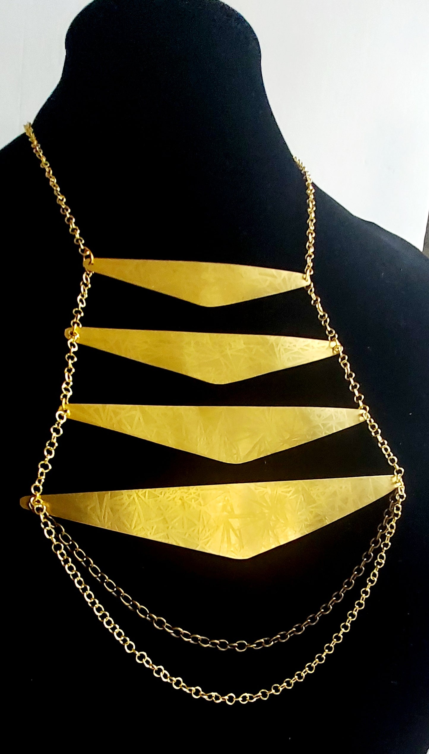 Stacked Triangle Brass Necklace