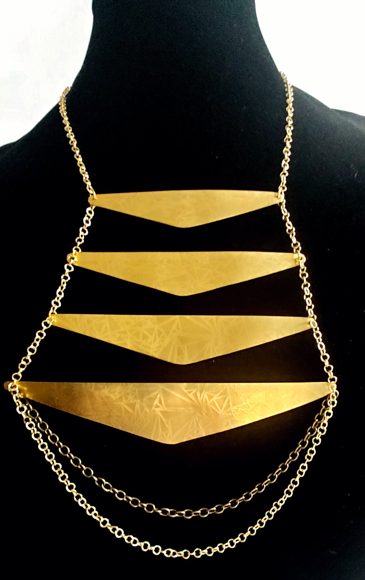 Stacked Triangle Brass Necklace