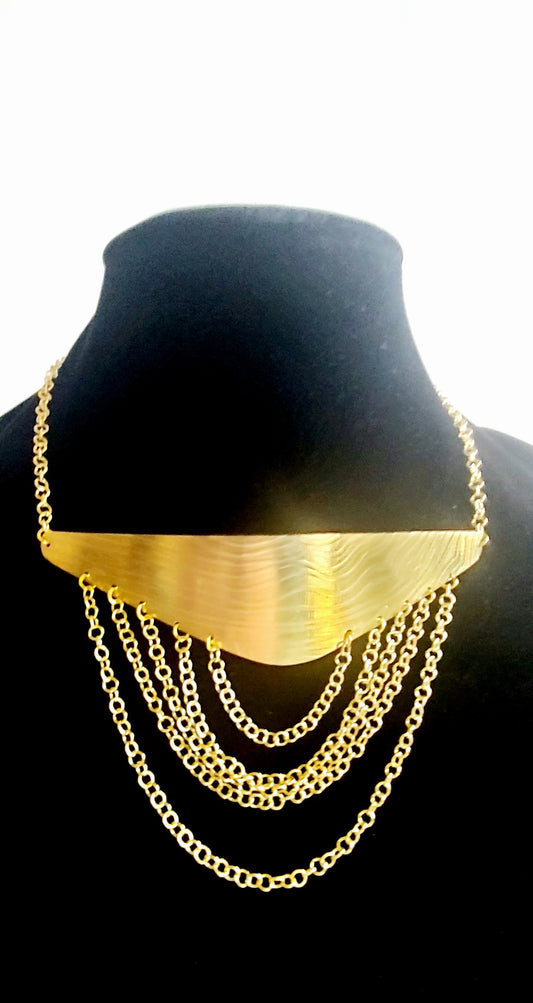 Wavy Striped Brass Choker