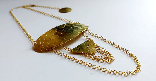 Honeycomb Textured Brass Necklace