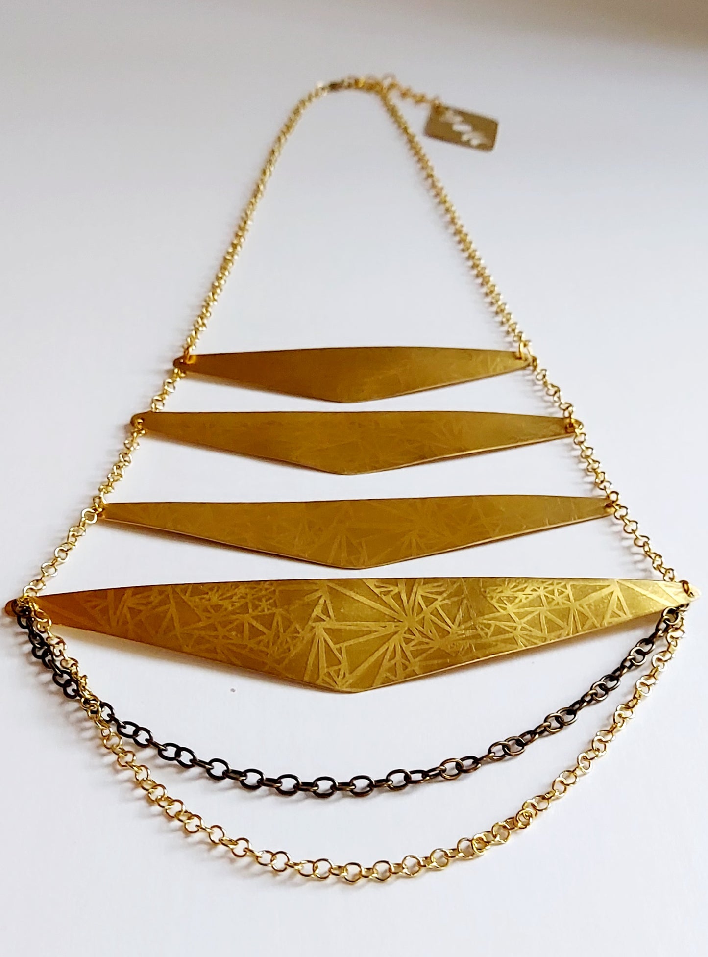 Stacked Triangle Brass Necklace