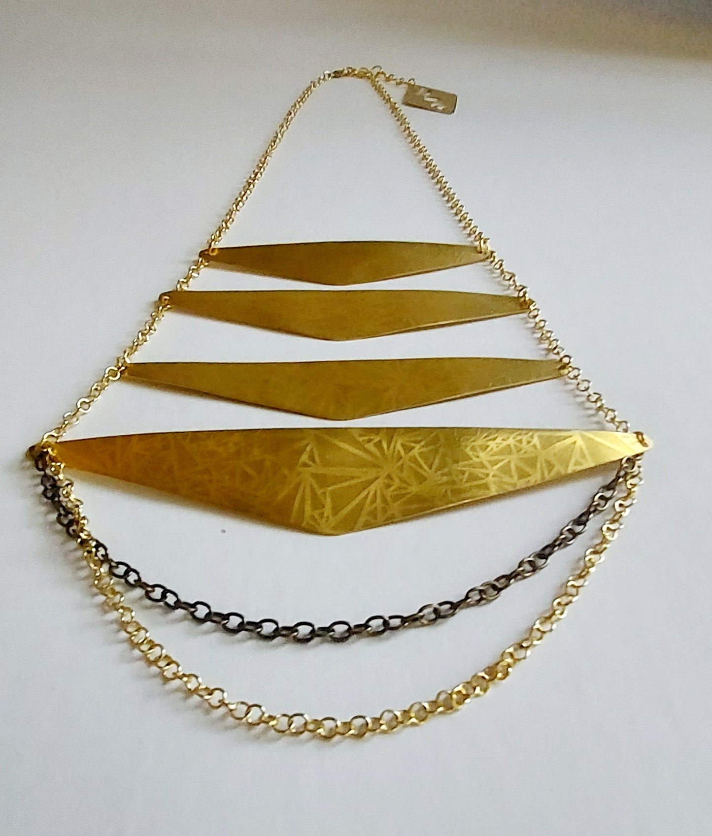 Stacked Triangle Brass Necklace
