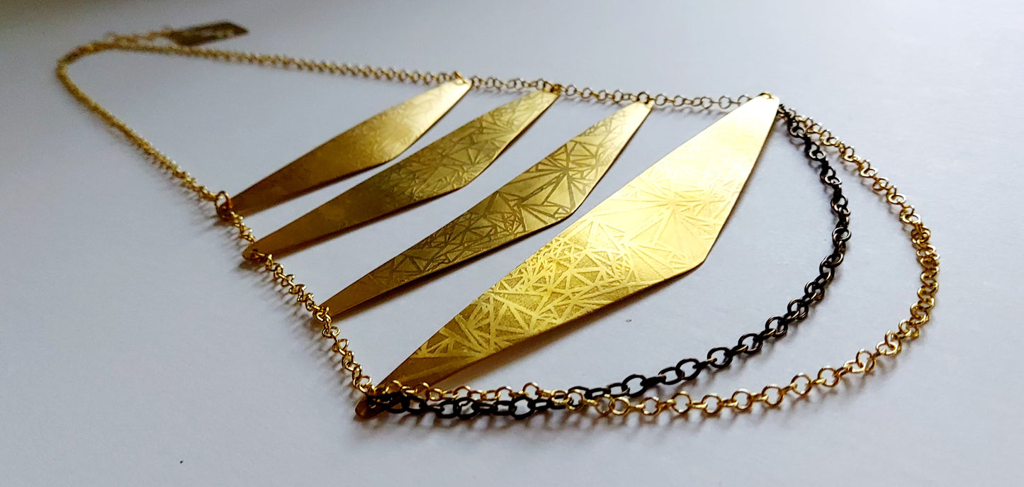 Stacked Triangle Brass Necklace