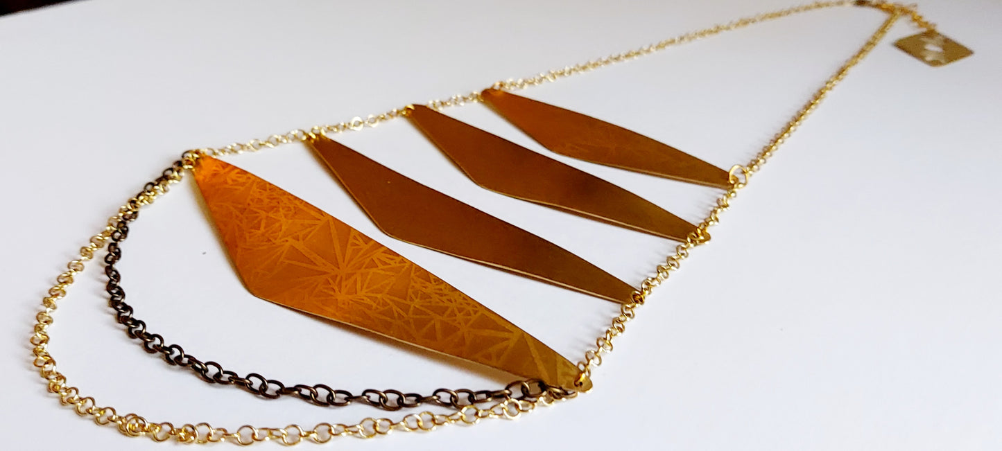 Stacked Triangle Brass Necklace