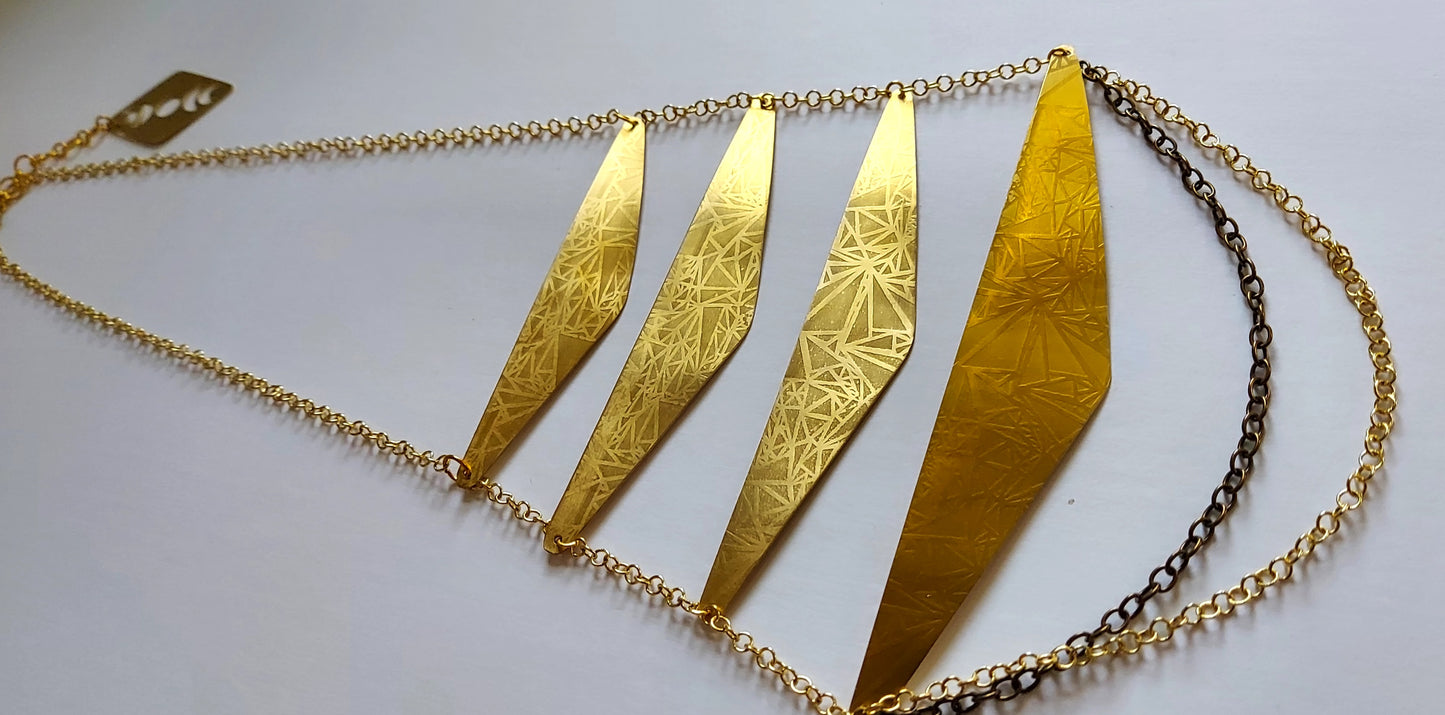 Stacked Triangle Brass Necklace