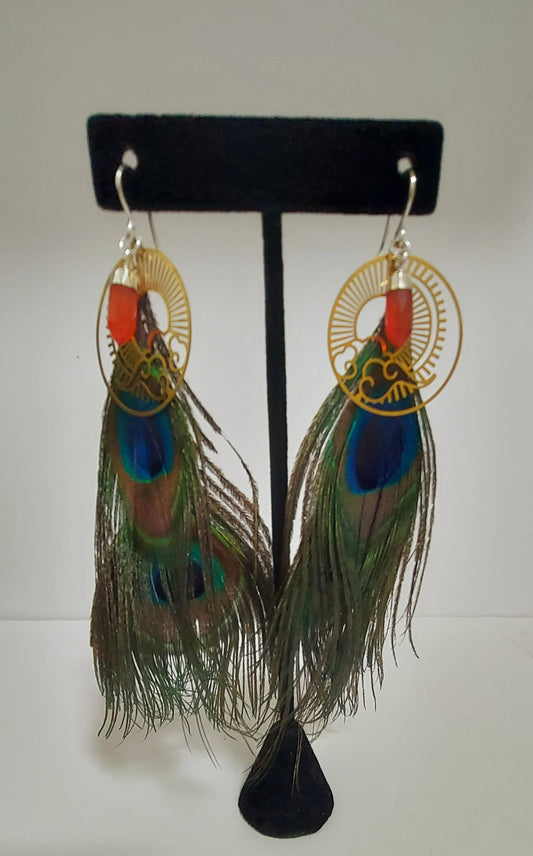 Eye of the Sun Feather Earrings