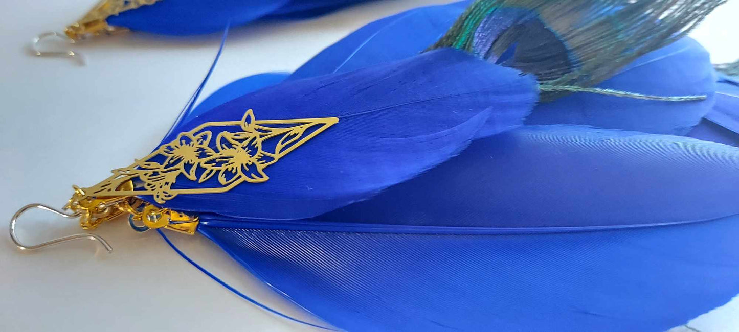 Power Peacock Feather Earrings
