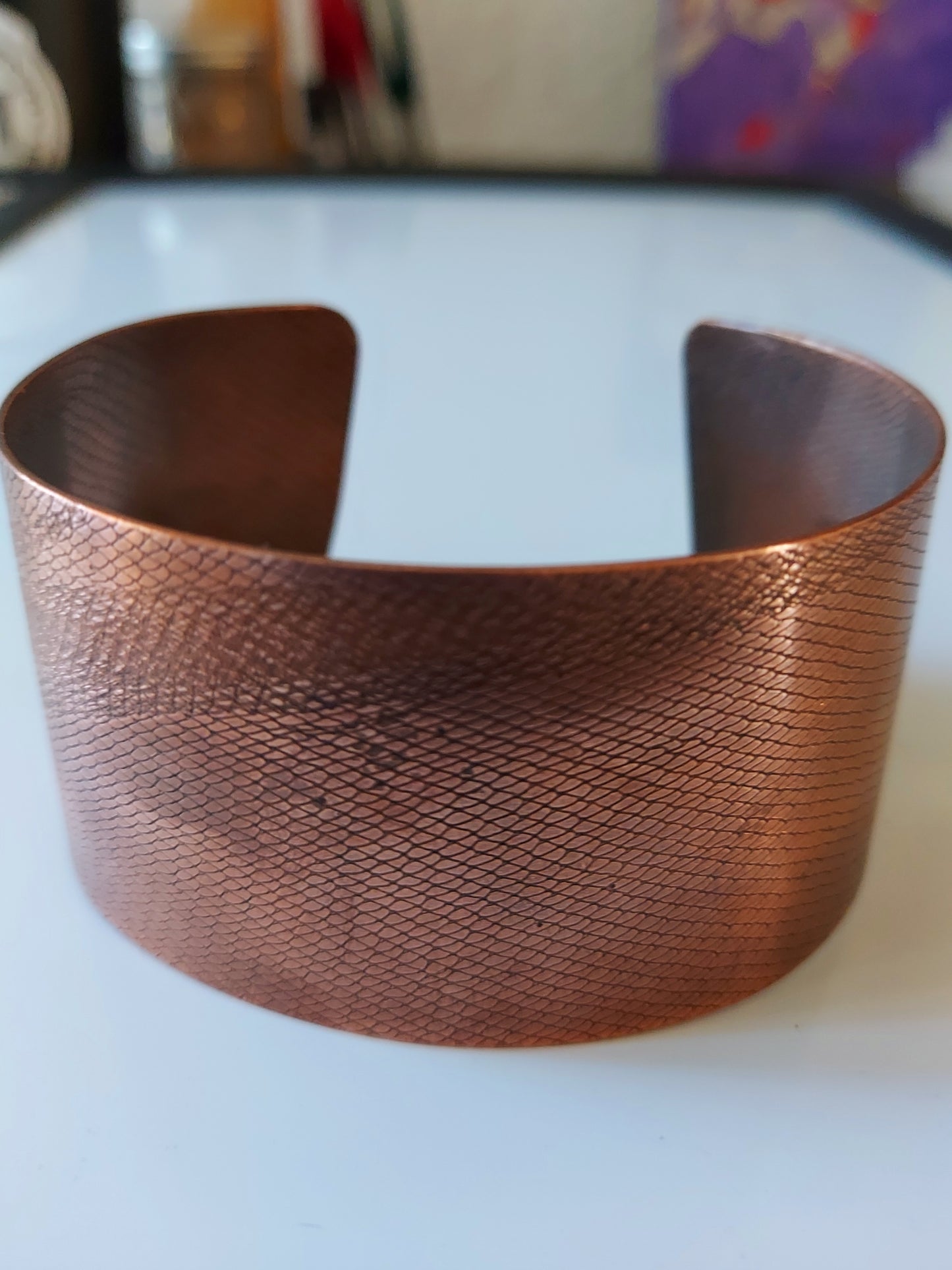 Ribbon Pressed Copper Cuff (1 1/2" inches)