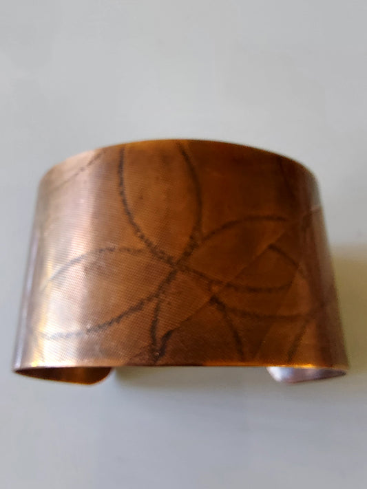 Floral Ribbon Pressed Copper Cuff (1 1/2" inches)