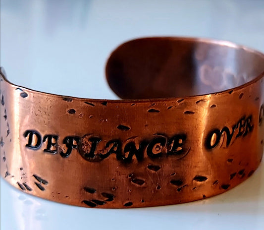 "Defiance Over Compliance" Copper Cuff