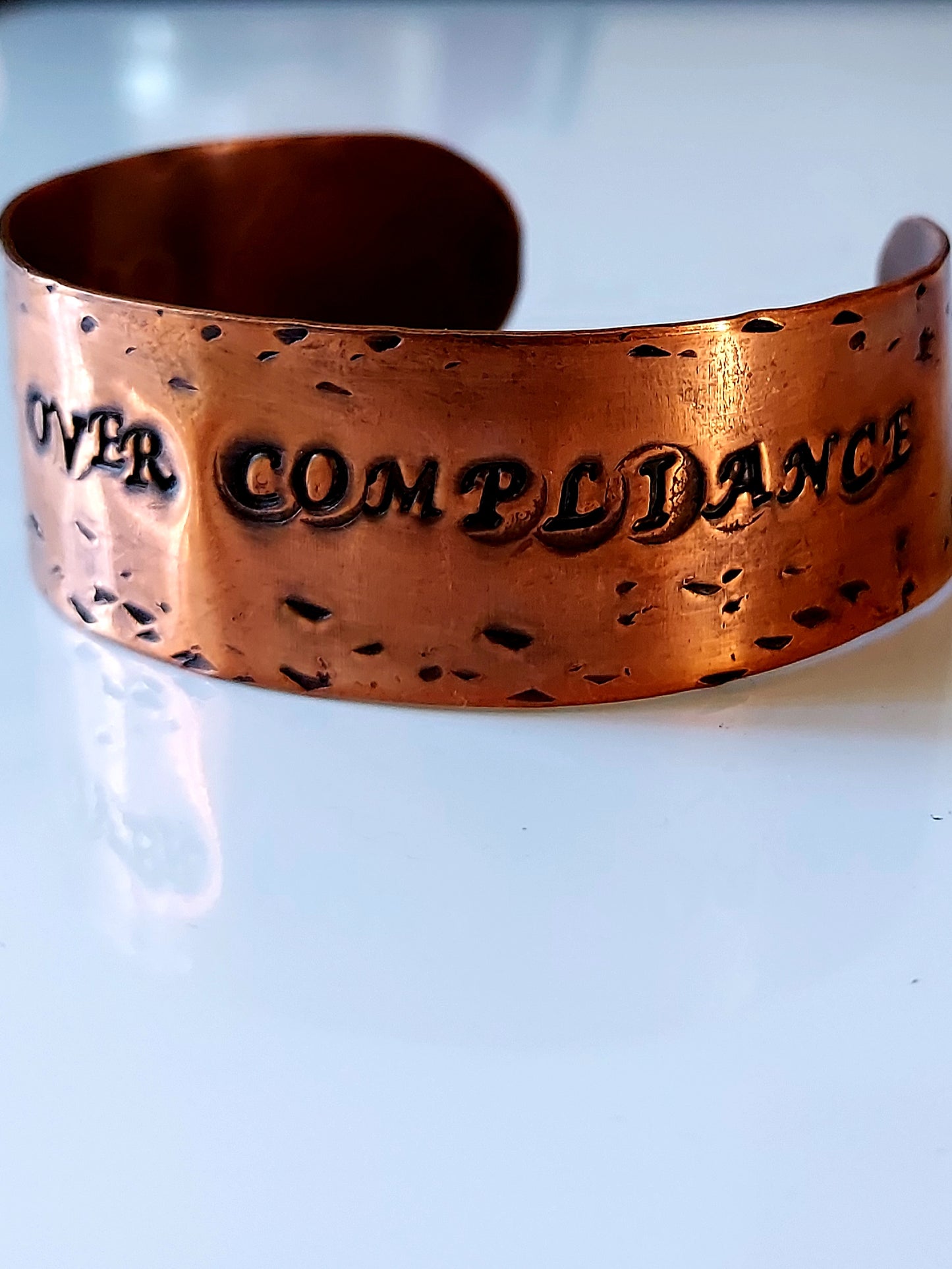 "Defiance Over Compliance" Copper Cuff