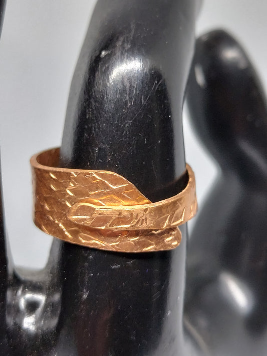 Skinny Fabric Pressed Copper Ring