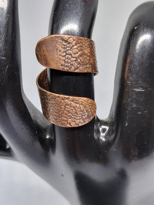 Adjustable Fabric Pressed Copper Ring (Stained & Single Wrap)