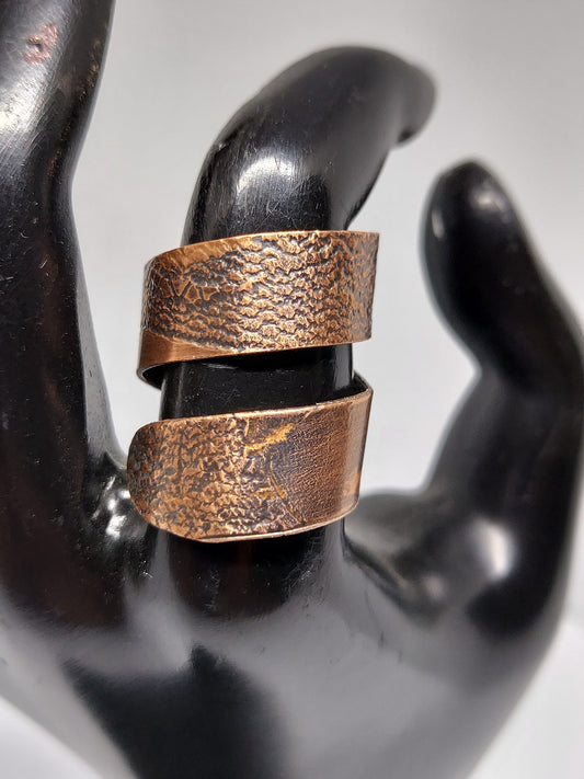 Adjustable Fabric Pressed Copper Ring (Stained & Double Wrap)