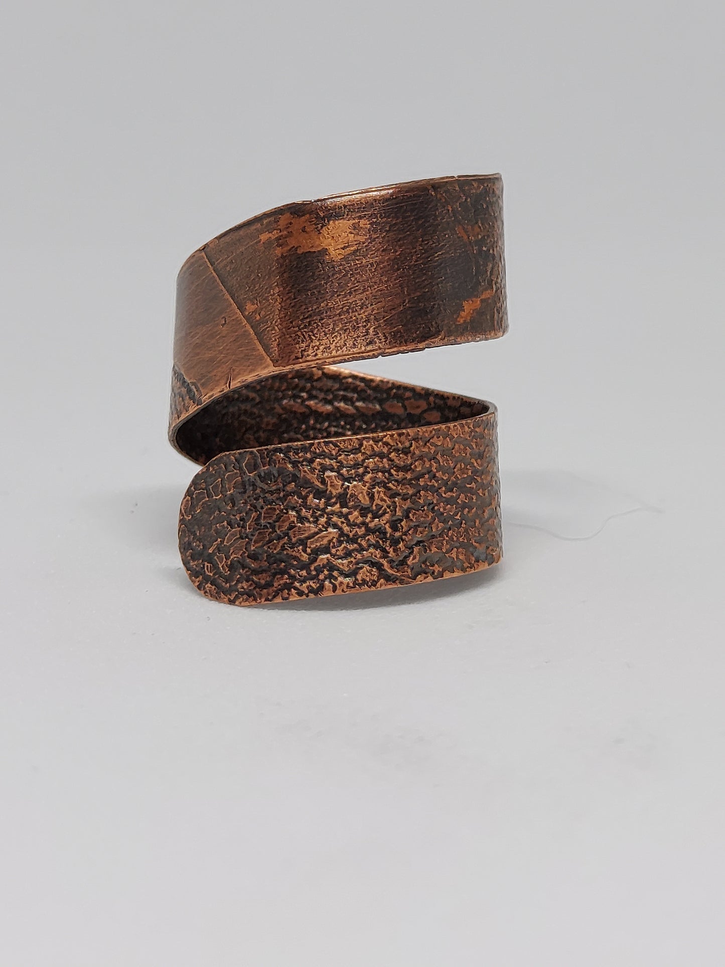 Adjustable Fabric Pressed Copper Ring (Stained & Single Wrap)