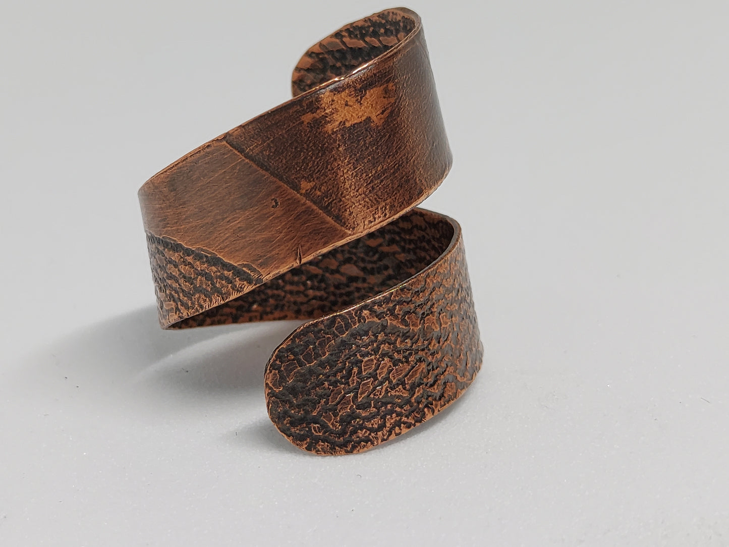 Adjustable Fabric Pressed Copper Ring (Stained & Single Wrap)