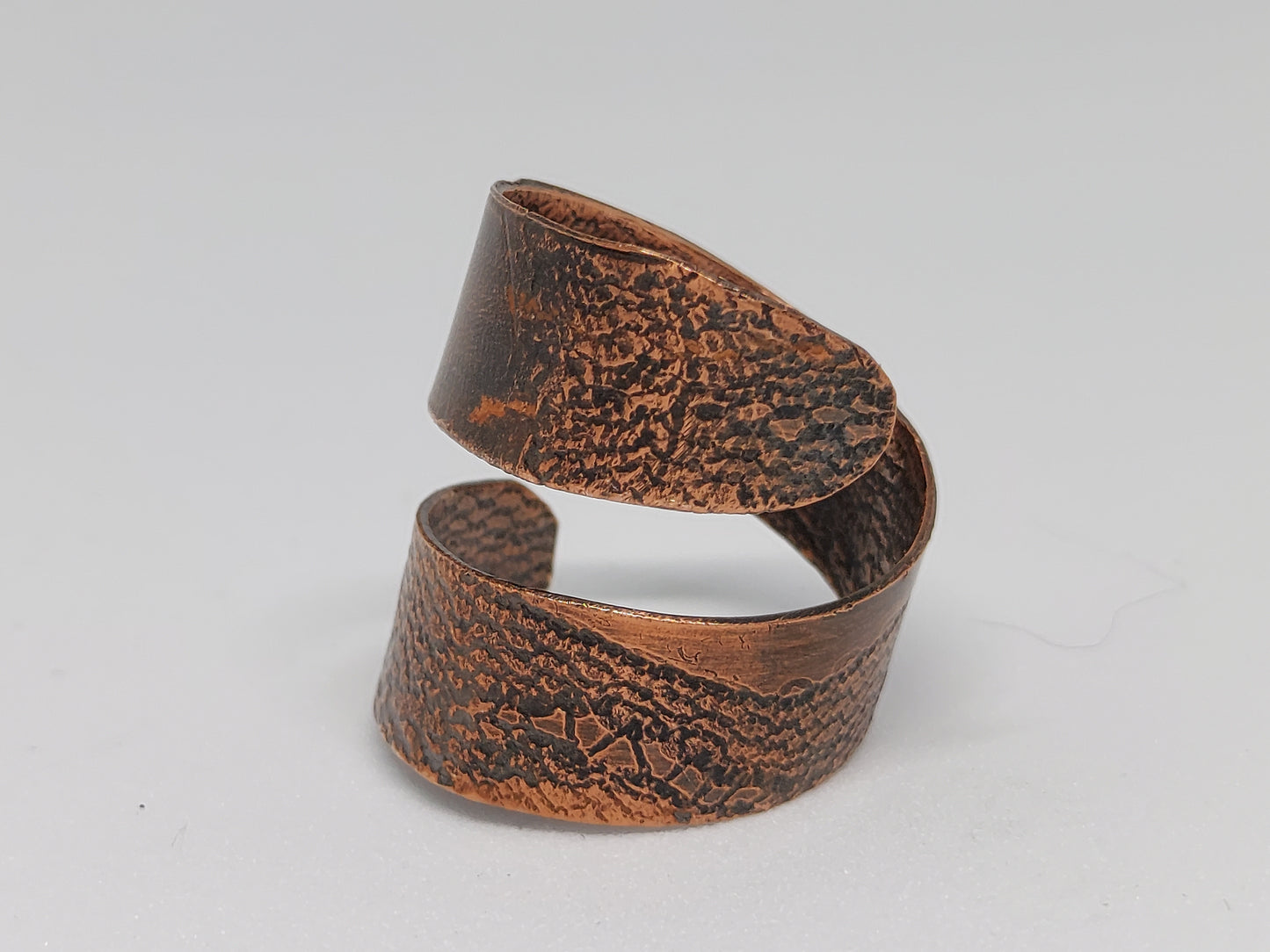 Adjustable Fabric Pressed Copper Ring (Stained & Single Wrap)