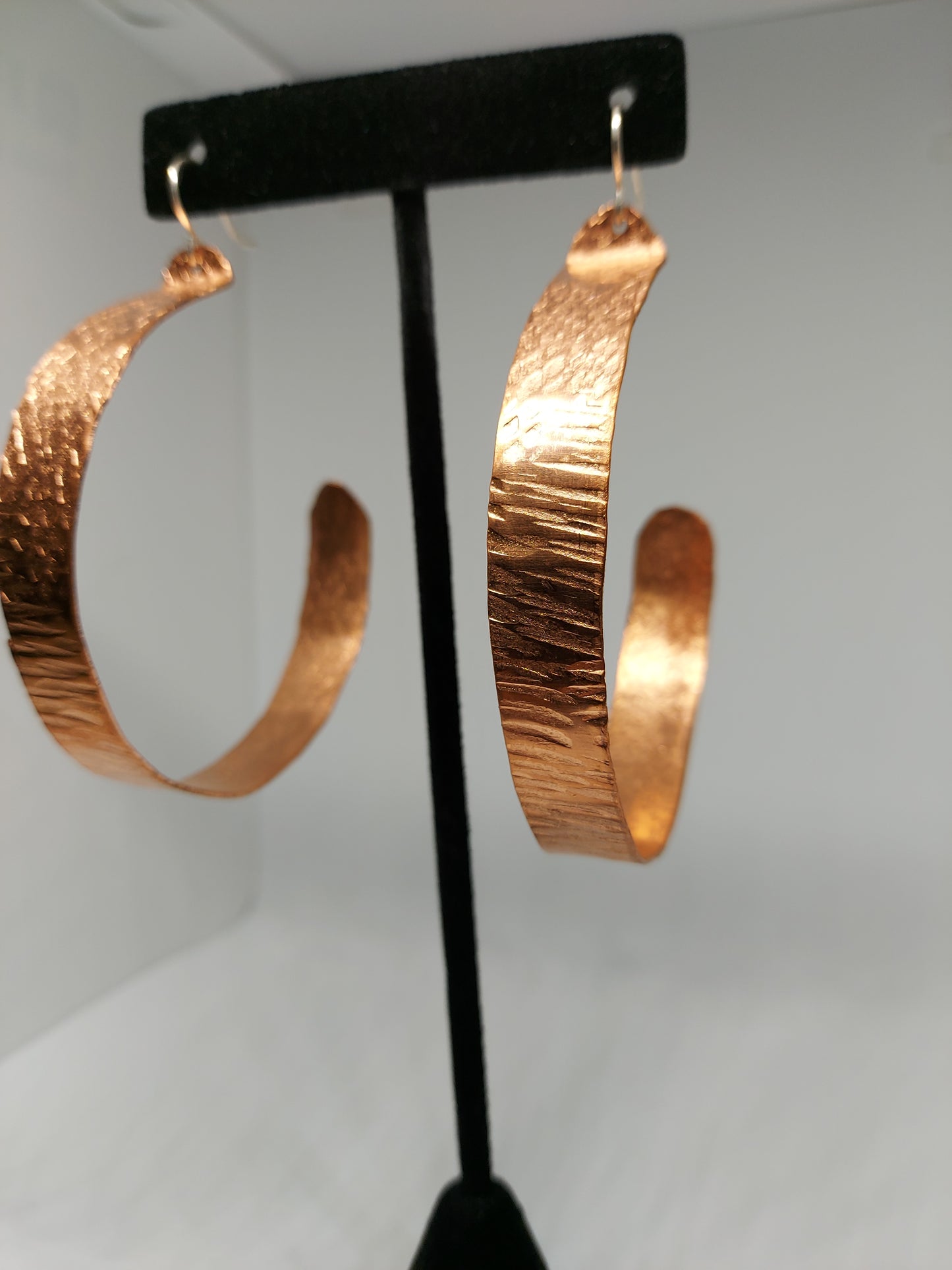 Large Textured Copper Hoops