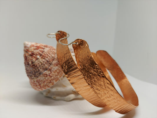 Large Textured Copper Hoops