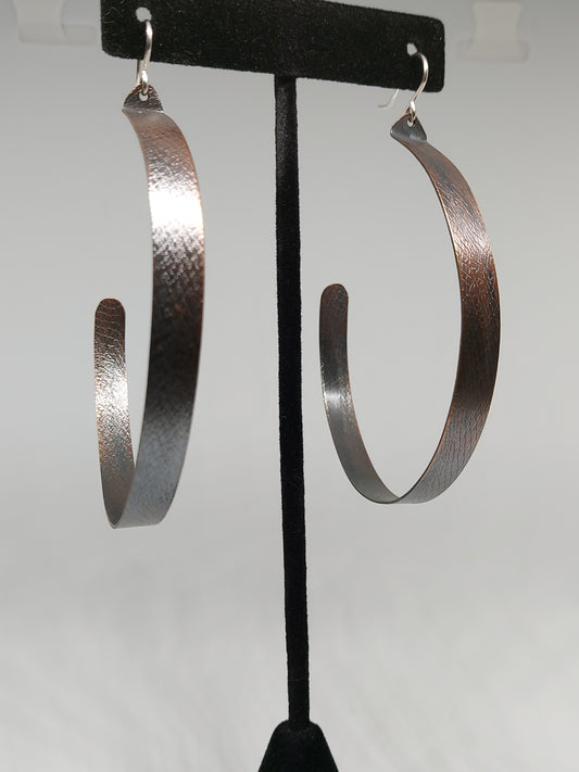 Large Stained Fabric Pressed Copper Hoops